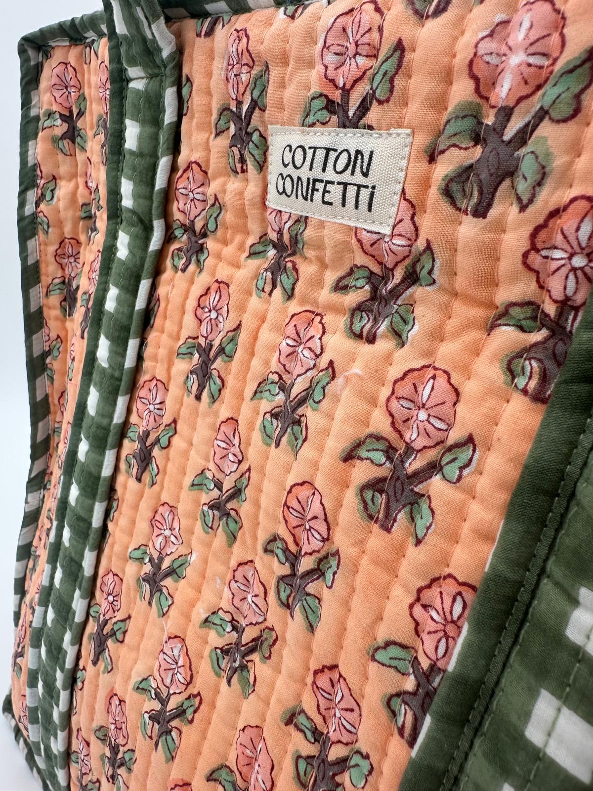 Peach Gingham Tote