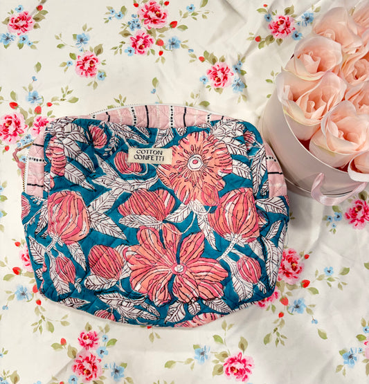 Teal Garden Large Pouch