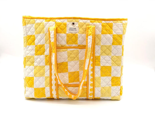 Yellow Plaid Reversible Tote